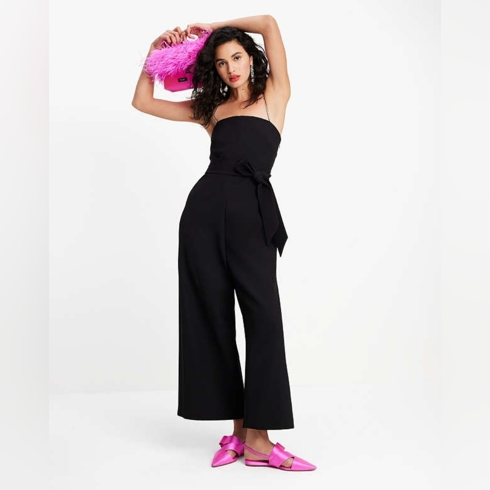 Kate Spade Rhinestone Embellished Wide-leg  Jumpsuit Black Size 00